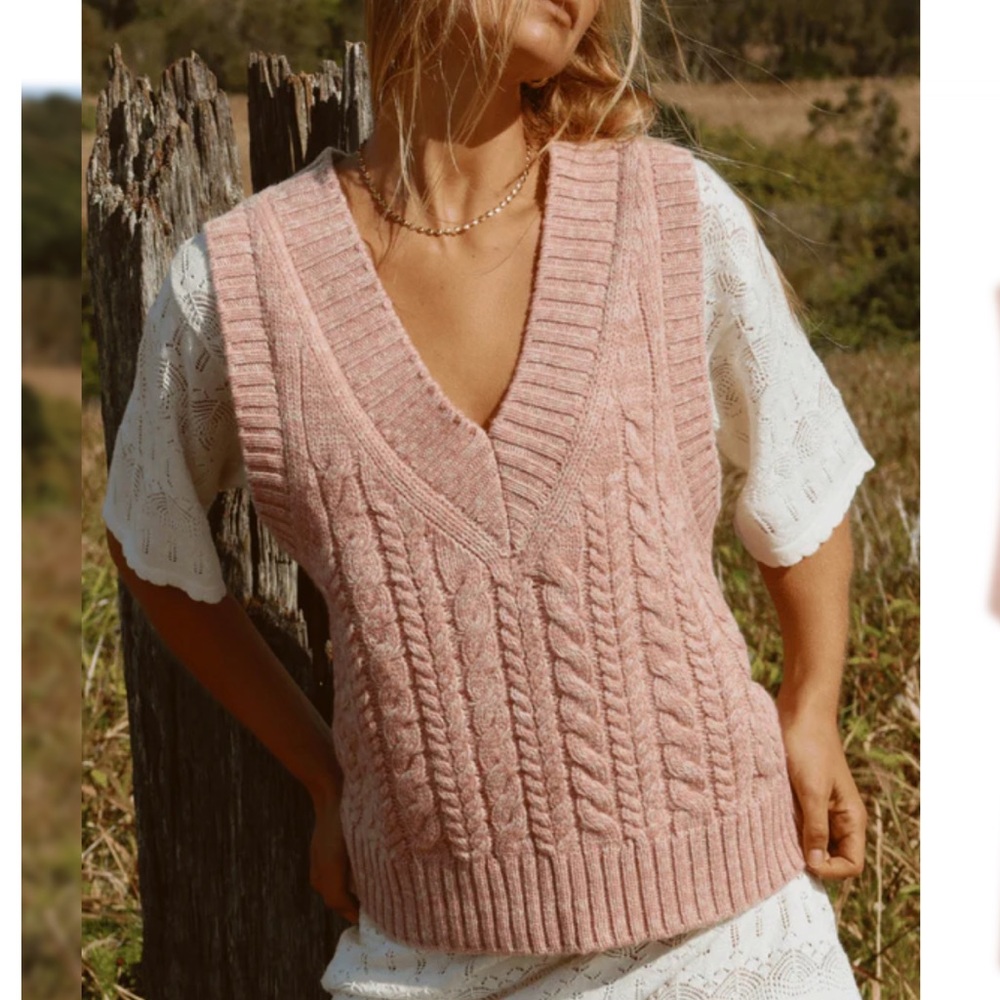 Spell Pink Cable Knit Vest